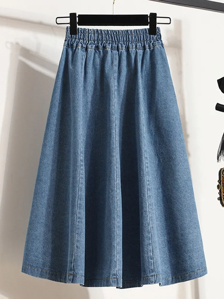 High Waist Denim Casual Skirts Simple Style All-match