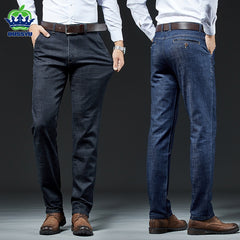 Men's Stretch Slim Fit Jeans Business Thick Casual Office Classic