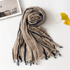 Style Unisex Cotton Linen Scarf Fashion Striped