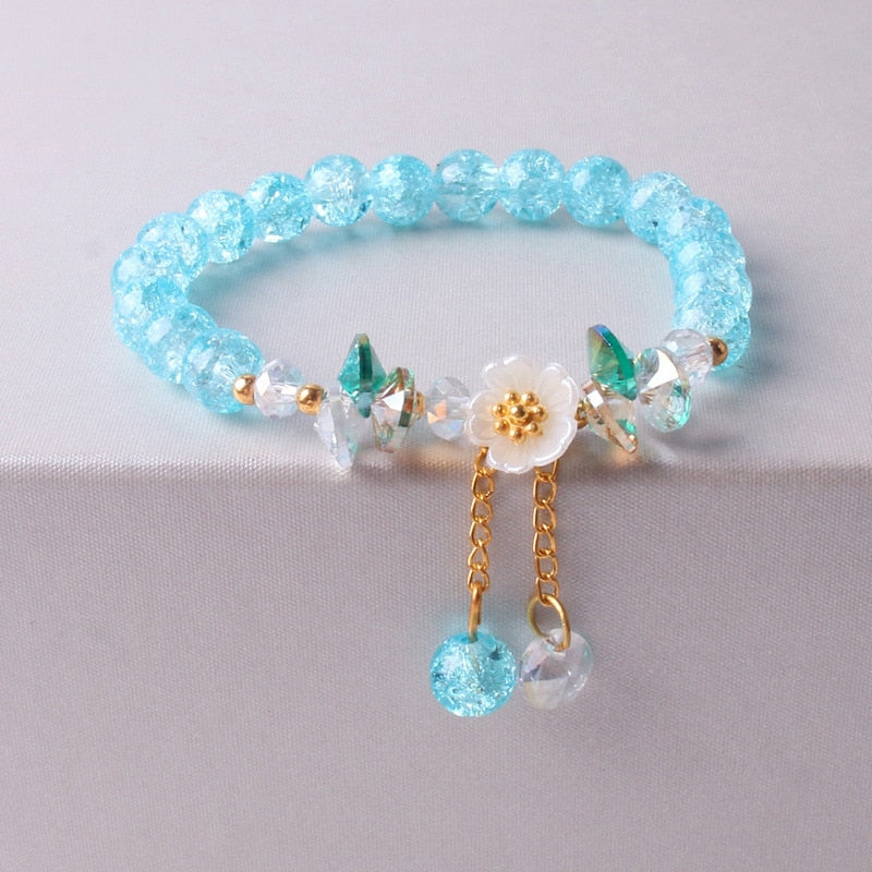 Crystal Flower Cubic Zirconia Pendant Bracelet