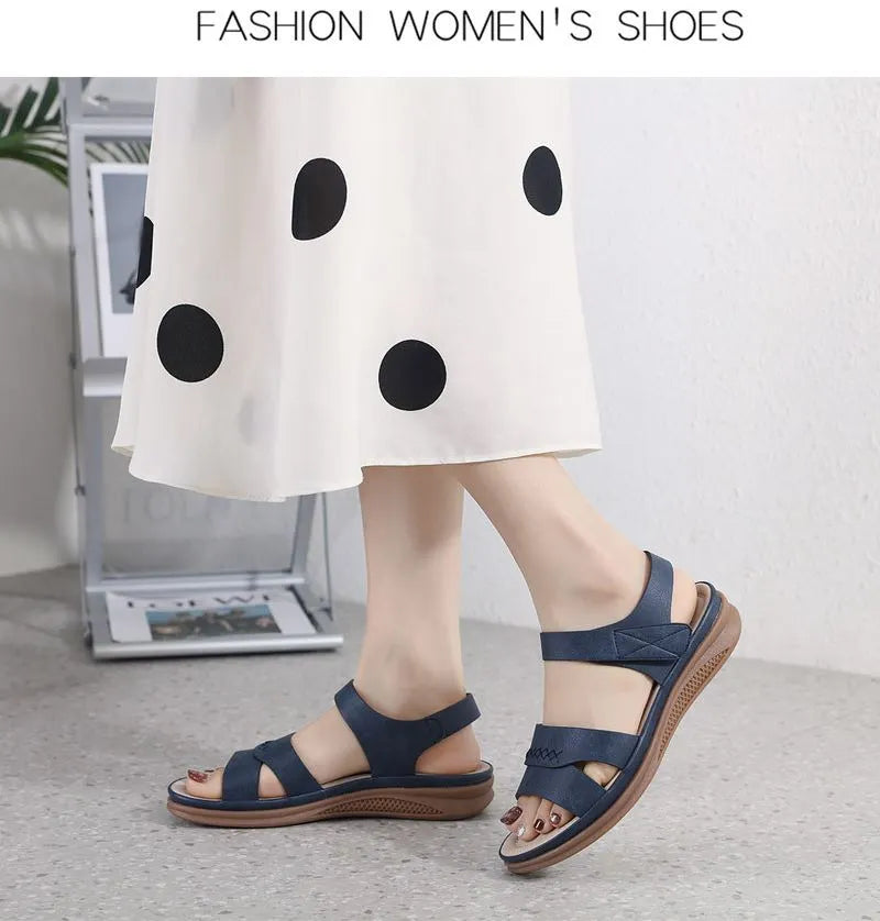 Fashion Hook Loop Casual Open Toe Wedges Shoes Sandals