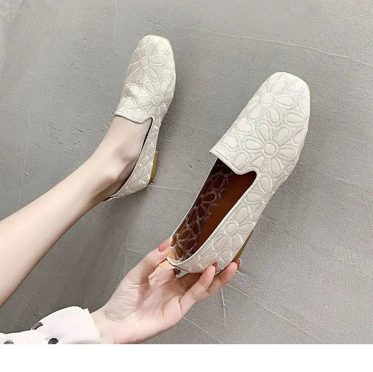 Square Toe Embroidery Designer Shoes Loafers