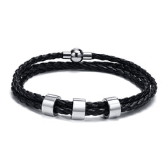 Name Mens Braided Genuine Leather Bracelet