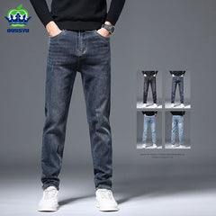 Retro Jeans Cotton Regular Fit Business Casual Straight Denim Pants