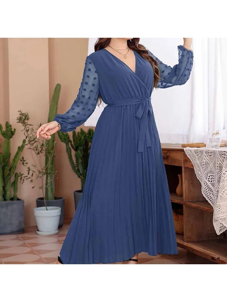 plus-size solid color elasticated waist dress clothing