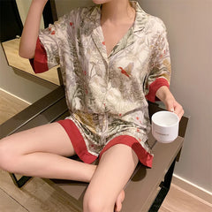 2 Piece Women Set Short Sleeve Pajamas Fashion