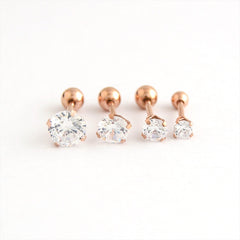 1 piece Stainless steel 4 Prong Zircon Ear Studs Earrings