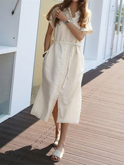 Dress Shirt Dress Long Evening Female Vintage Maxi Oversize