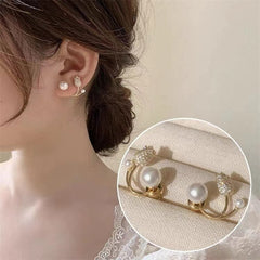 Fashion Zircon Tulip Flower Pearl Stud Earrings