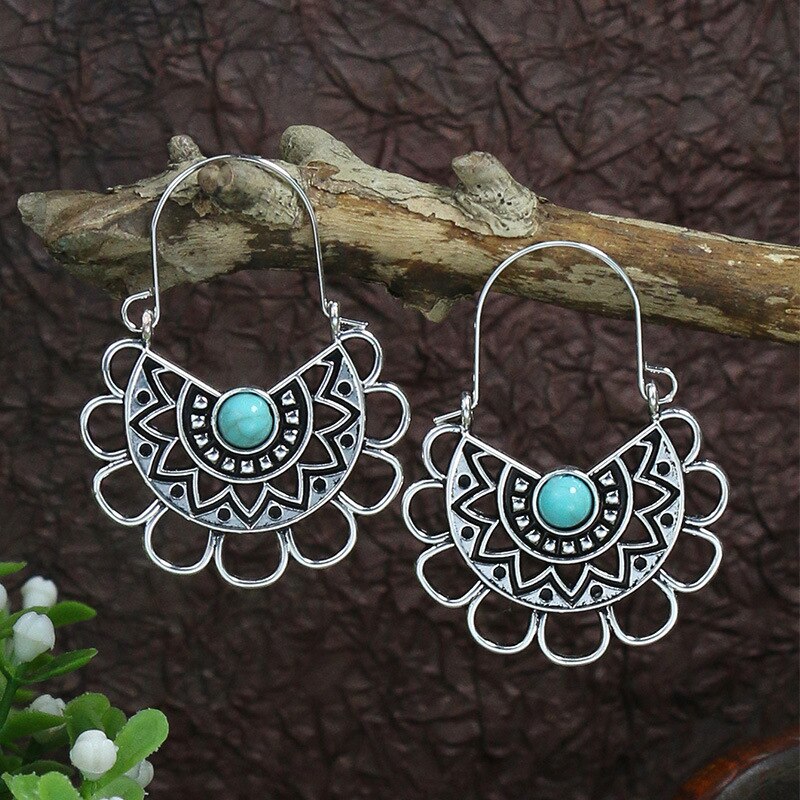 Classic Ethnic Turquoises Water Drop Earrings Bohemian Vintage Jewelry