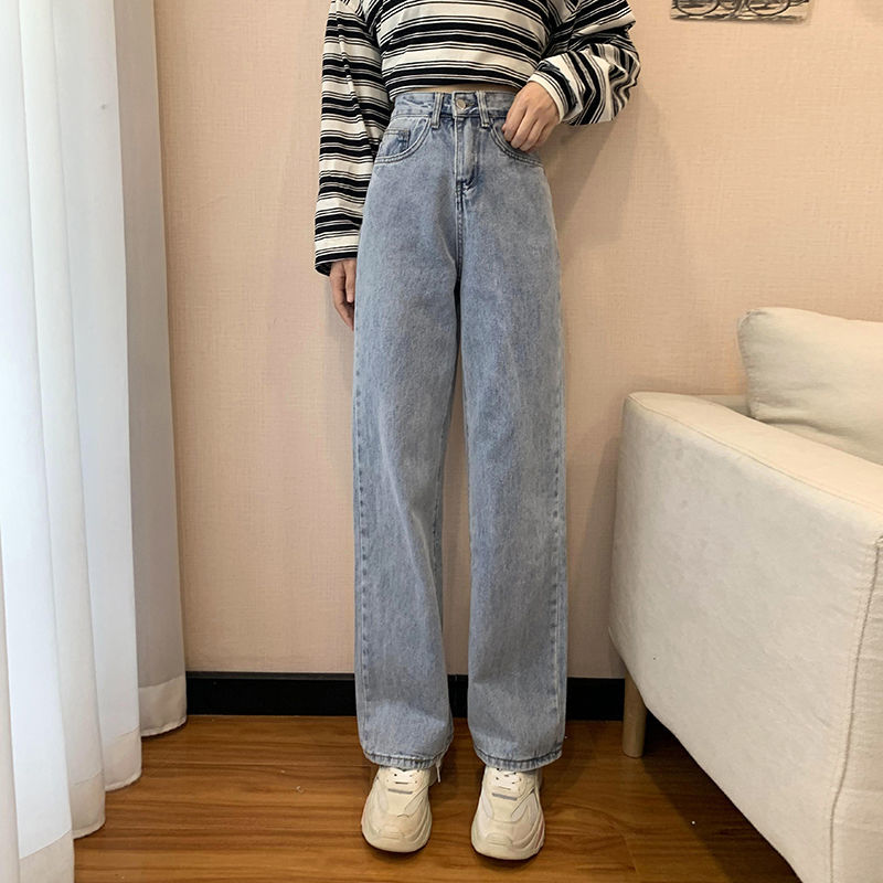 High Waisted Jeans Clothing Straight Leg Denim Pants