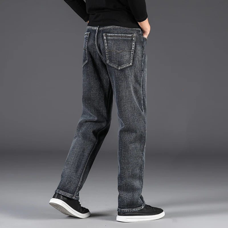 Straight Loose Stretch Classic Style Men's Black Plus Size Jeans