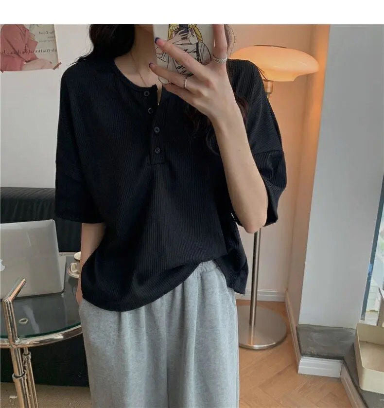 Solid Casual T-Shirts Female Pullover Women's Blouse Long Short