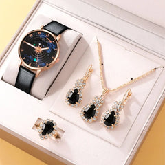 5PCS Set Womens Fashion Quartz Watch Female Clock Starry