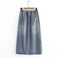 Woman XL-4XL Large Size A-Line Denim Skirt Mid-length