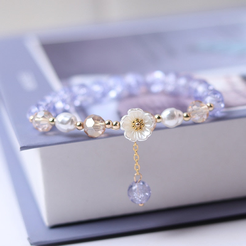 Crystal Flower Cubic Zirconia Pendant Bracelet