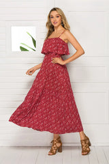 Happie Floral Print Bat Sleeve Beach Long Boho Maxi Dresses