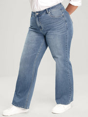 Plus Size Wide Leg Jeans for Women High Waist Straight