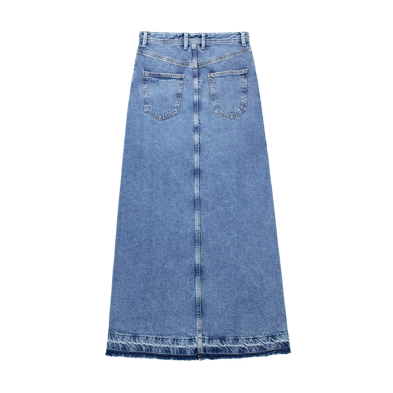 Denim Long Skirts for Women Blue High Waist Skirts