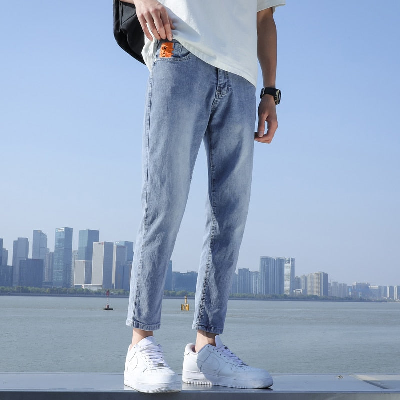 Men's Stretch Ankle Length Jeans Fashion Casual Trousers