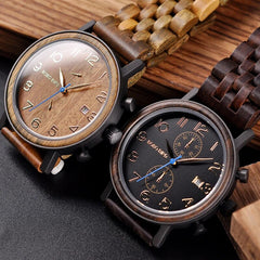 Wooden Men Watch 43 mm Japanese Movement