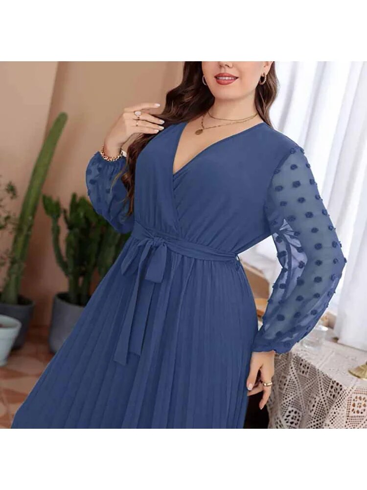 plus-size solid color elasticated waist dress clothing