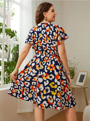 Plus size women fashion print loose dress