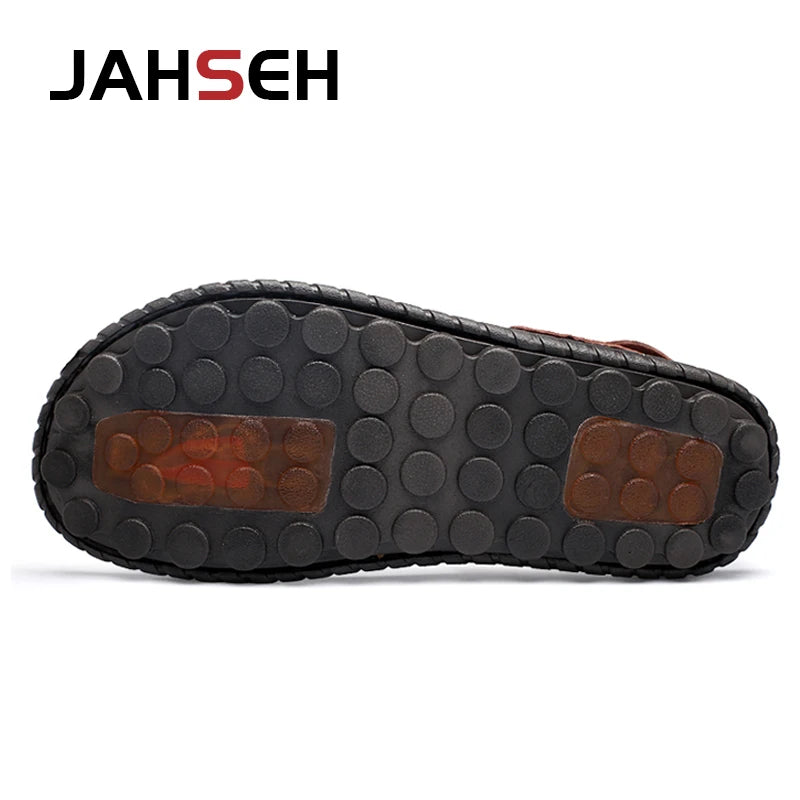 Leather Men Sandals Slip-On Leisure Beach Shoes Fashion