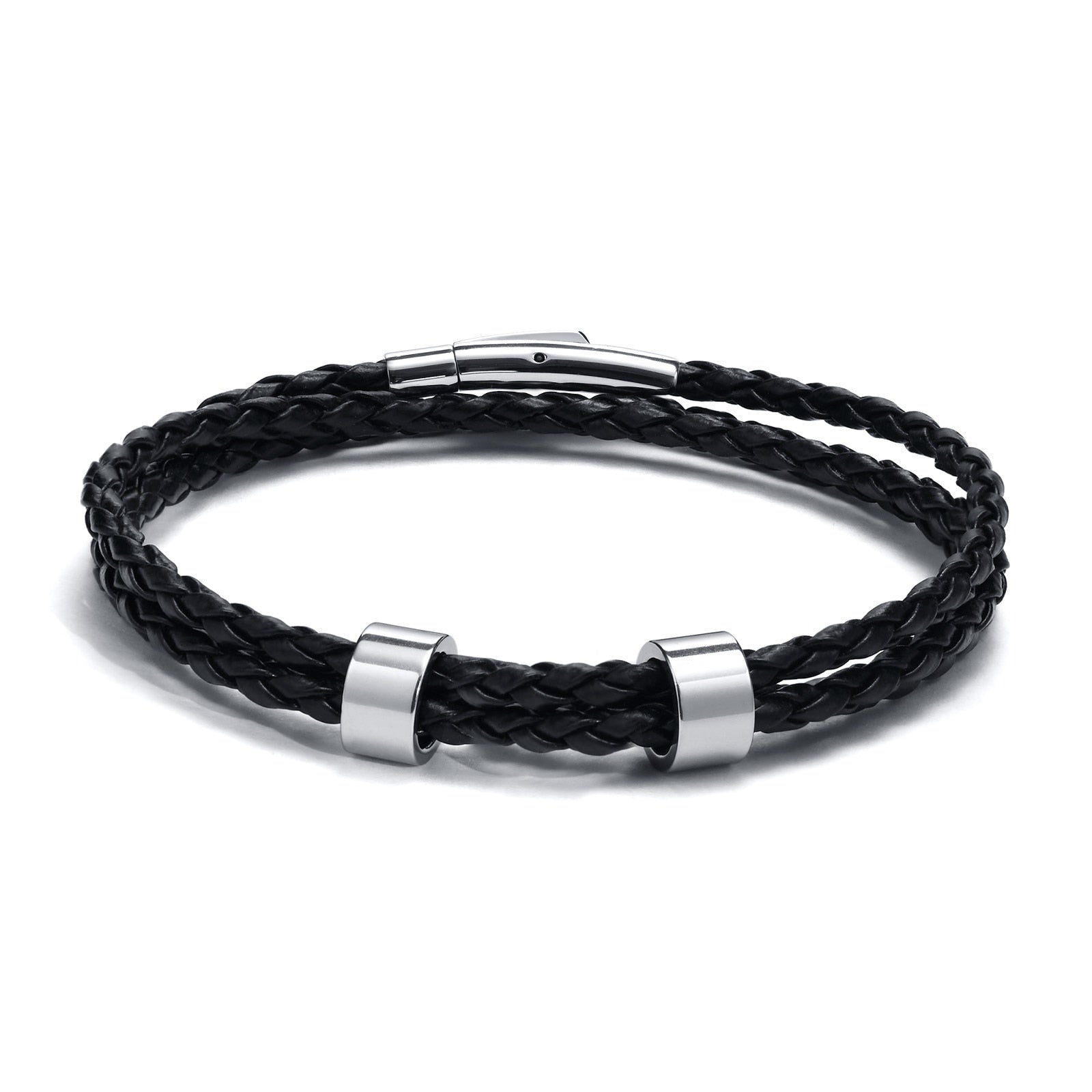 Name Mens Braided Genuine Leather Bracelet