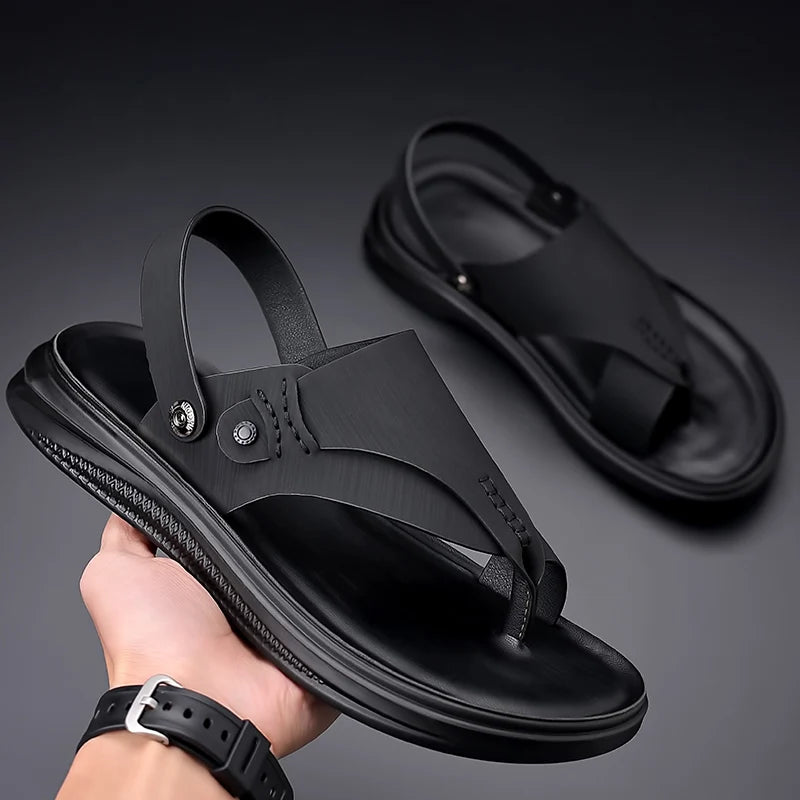 Leather Sandals Fashion Soft Slippers Men Shoes