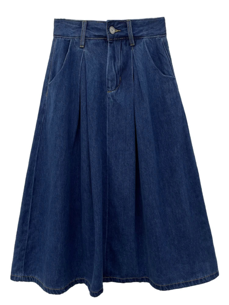 Denim Skirts Casual High Waist A-line Loose Vintage