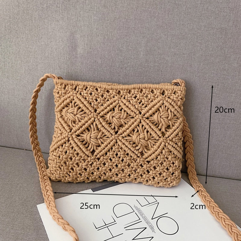 Round Straw Beach Vintage Handmade Woven Shoulder Bag