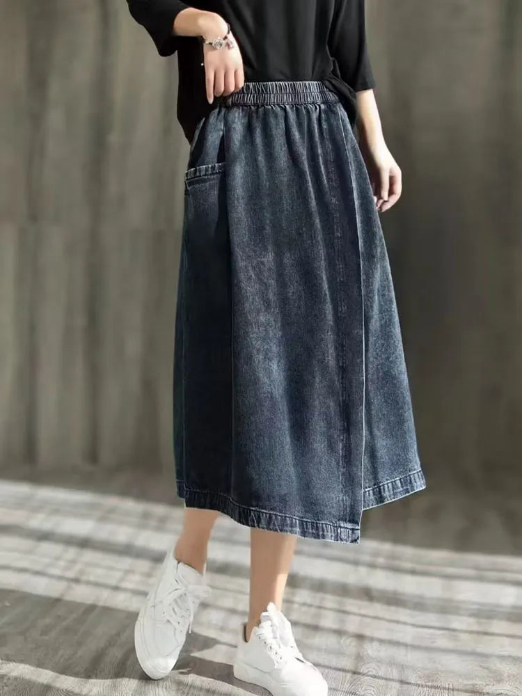 Streetwear Fashion Vintage Loose Denim Skirts Classic Clothing