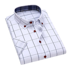 6 Colors Men's Plaid Casual Short Sleeve Shirt Classic Style Business Fashion