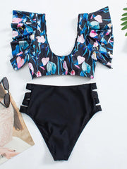 Ruffles Women Swimsuits Swimwear Print Floral Boho Vintage