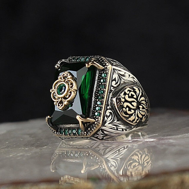 Retro Ancient Silver Color Carved Ring