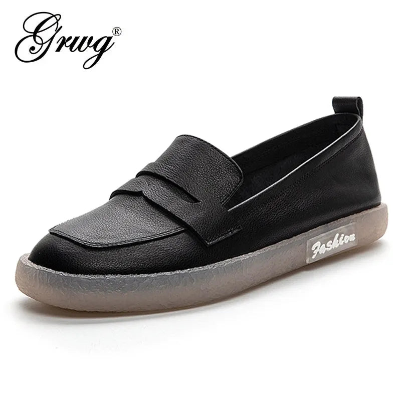 Casual Women Shoes Genuine Cowhide Leather Women's Loafers