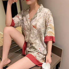 2 Piece Women Set Short Sleeve Pajamas Fashion