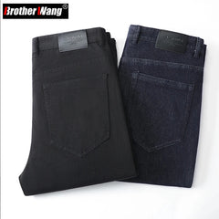 Colorfast Pure Loose Jeans for Men Business Straight Casual Pants