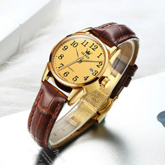 Quartz Watch For Women 50M Leather Strap