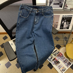 Baggy Jeans Fashion Elastic Waist Classic Style Denim Ankle-Length Pants