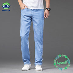 Clothing Lyocell Jeans Thin Loose Straight Stretch Denim Pants