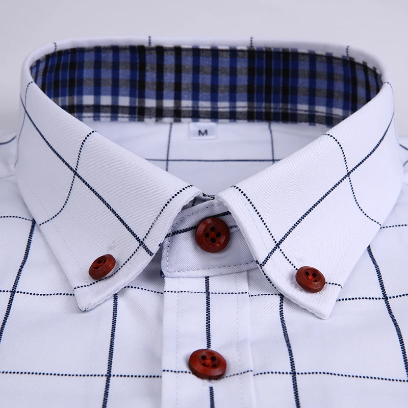 6 Colors Men's Plaid Casual Short Sleeve Shirt Classic Style Business Fashion