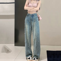 Design Sense Pearl Slimming Loose Casual Baggy Jeans