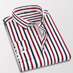 Classic Men's Striped Long-sleeved Shirt Business Fashion