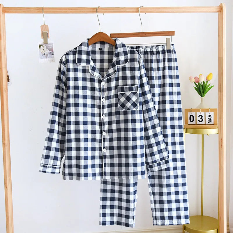 Couple Pajama Set Cotton Long Sleeve Pants Home Wear