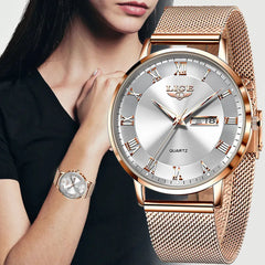 Fashion Women Watch Ultra-Thin Mesh Watch Casual