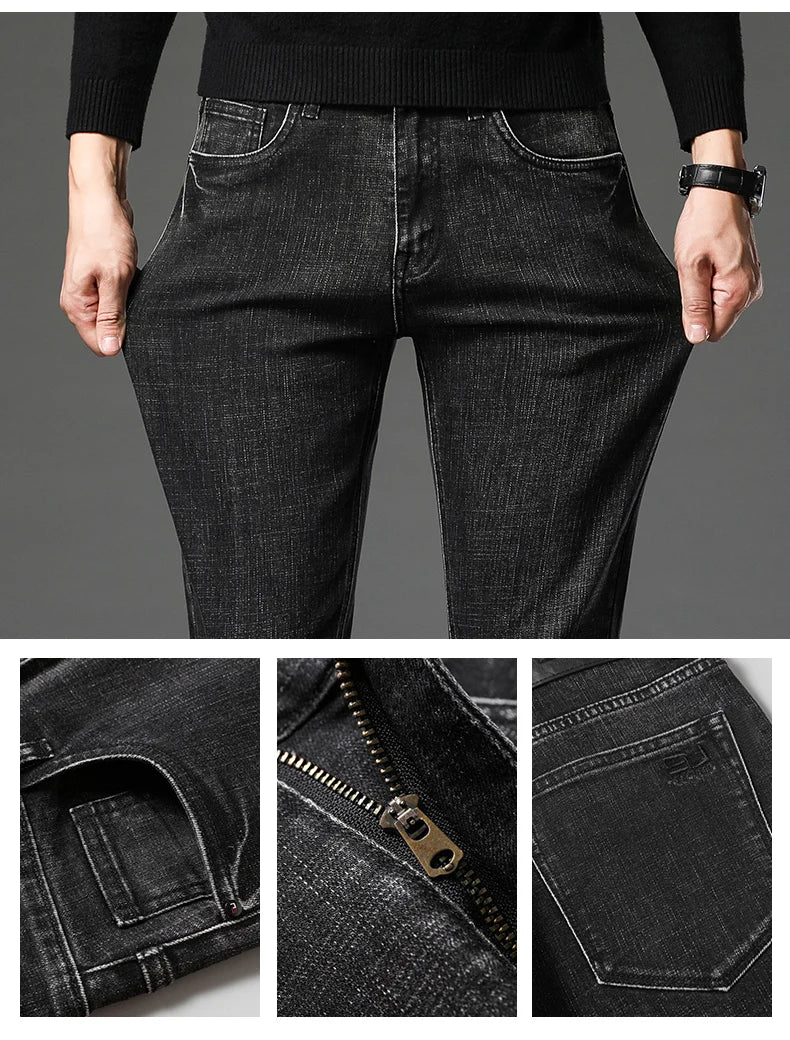 Men's Cotton Stretch Slim Jeans Straight Version Business Fashion