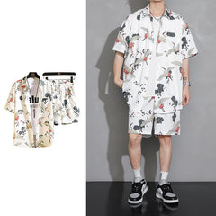 Y2k Crane Print Shirts Harajuku Tracksuits Vintage