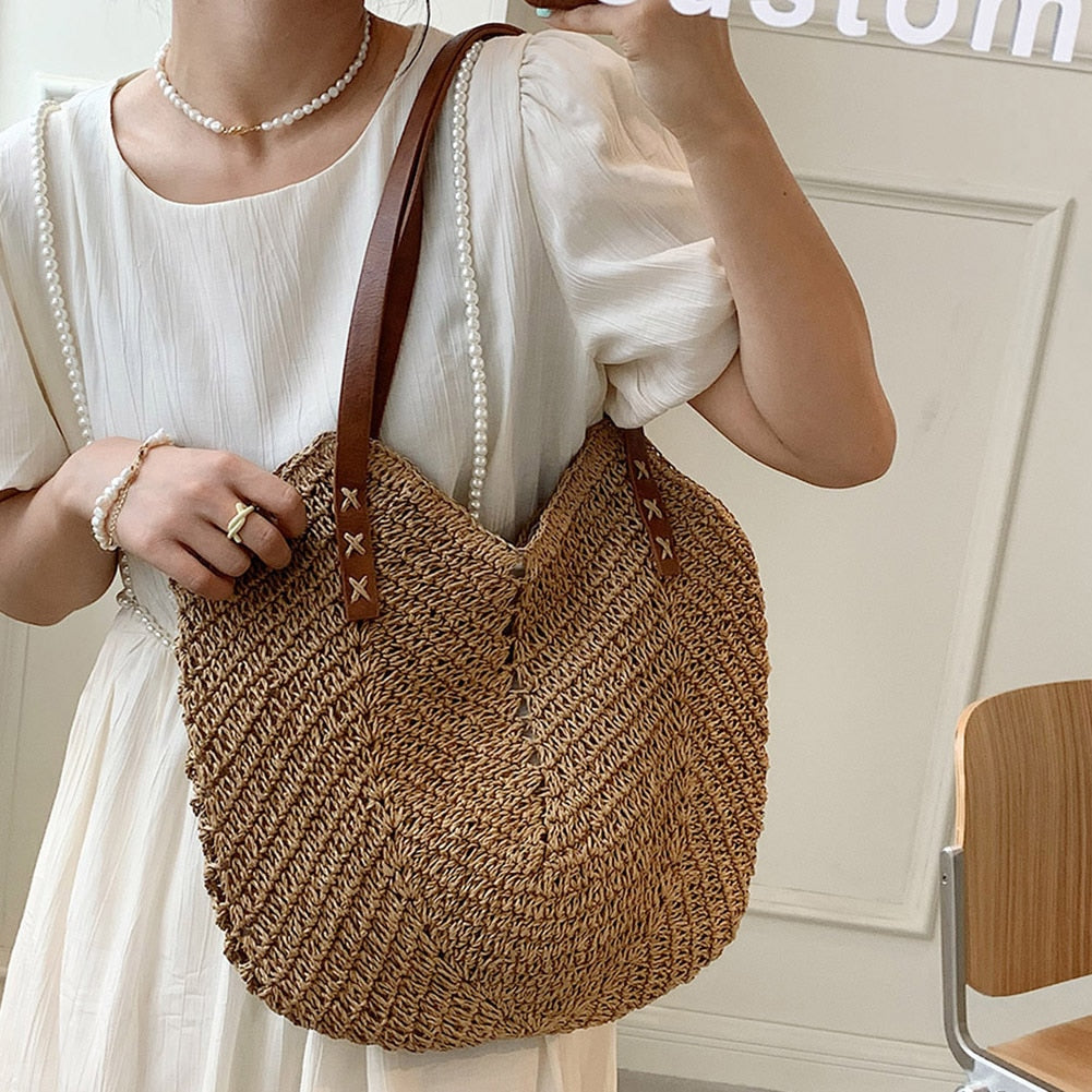 Summer Straw Bags for Shoulder Bags Rattan Woven